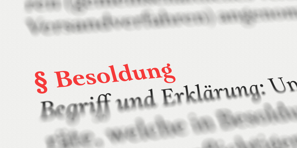 Bild mit rotem Zeichen Paragraph, gefolgt vom Wort Besoldung